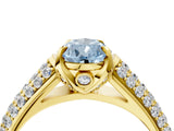 Yellow gold Fancy Blue Pear Cut Diamond Solitaire Ring with Three-Row Pavé Band and Four-Prong Setting_42