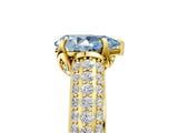 Yellow gold Fancy Blue Pear Cut Diamond Solitaire Ring with Three-Row Pavé Band and Four-Prong Setting_43