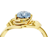 Yellow gold Fancy Blue Pear Cut Diamond Solitaire Ring with Twist Band and Four-Prong Setting_61