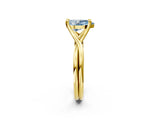Yellow gold Fancy Blue Pear Cut Diamond Solitaire Twist Band Prong Setting Ring_57