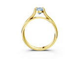 Yellow gold Fancy Blue Pear Cut Diamond Solitaire Twist Band Prong Setting Ring_58