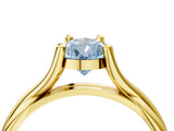 Yellow gold Fancy Blue Pear Cut Diamond Solitaire Twist Band Prong Setting Ring_59