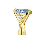 Yellow gold Fancy Blue Pear Cut Diamond Solitaire Twist Band Prong Setting Ring_60