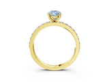 Yellow gold Fancy Blue Pear  Cut Diamond Solitaire with Pave Band and Four-Prong Setting 3
