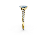 Yellow gold Fancy Blue Pear  Cut Diamond Solitaire with Pave Band and Four-Prong Setting_146