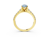 Yellow gold Fancy Blue Pear  Cut Diamond Solitaire with Pave Band and Four-Prong Setting_147