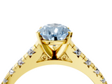 Yellow gold Fancy Blue Pear  Cut Diamond Solitaire with Pave Band and Four-Prong Setting_148