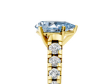 Yellow gold Fancy Blue Pear  Cut Diamond Solitaire with Pave Band and Four-Prong Setting_149