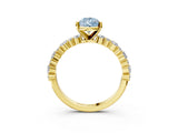 Yellow gold Fancy Blue Pear Cut Diamond Solitaire with Side Stones, Pave Band, Four-Prong Setting_100