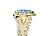 Yellow gold Fancy Blue Pear Cut Diamond Split Shank Halo Ring with Four-Prong Setting_62