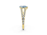 Yellow gold Fancy Blue Pear Cut Diamond Split Shank Pavé Engagement Ring with Four-Prong Setting_81