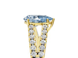 Yellow gold Fancy Blue Pear Cut Diamond Split Shank Pavé Engagement Ring with Four-Prong Setting_84
