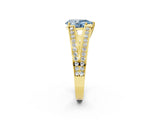 Yellow gold Fancy Blue Pear Cut Diamond Split Shank Ring with Pavé Band and Four-Prong Setting_60