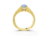 Yellow gold Fancy Blue Pear Cut Diamond Split Shank Ring with Pavé Band and Four-Prong Setting_61