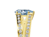 Yellow gold Fancy Blue Pear Cut Diamond Split Shank Ring with Pavé Band and Four-Prong Setting_63