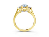 Yellow gold Fancy Blue Pear Cut Diamond Three-Stone Engagement Ring with Prong Setting and Pavé Band_3