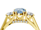 Yellow gold Fancy Blue Pear Cut Diamond Three-Stone Engagement Ring with Prong Setting and Pavé Band_4