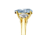 Yellow gold Fancy Blue Pear Cut Diamond Three-Stone Engagement Ring with Prong Setting and Pavé Band_5