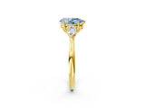 Yellow gold Fancy Blue Pear Cut Diamond Three-Stone Ring with Pear Side Stones and Four-Prong Setting_91