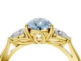Yellow gold Fancy Blue Pear Cut Diamond Three-Stone Ring with Pear Side Stones and Four-Prong Setting_93