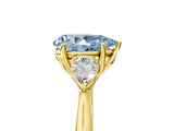 Yellow gold Fancy Blue Pear Cut Diamond Three-Stone Ring with Pear Side Stones and Four-Prong Setting_94