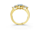Yellow gold Fancy Blue Pear Cut Diamond Three-Stone Ring with Prong Setting and Classic Band_148