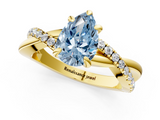 Yellow gold Fancy Blue Pear  Cut Diamond Twist Band Solitaire with Prong Setting_42