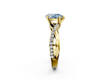 Yellow gold Fancy Blue Pear  Cut Diamond Twist Band Solitaire with Prong Setting_43
