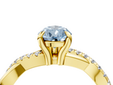 Yellow gold Fancy Blue Pear  Cut Diamond Twist Band Solitaire with Prong Setting_45