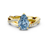 Yellow gold Fancy Blue Pear  Cut Diamond Twisted Band Engagement Ring with Prong Setting_3