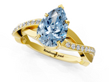Yellow gold Fancy Blue Pear  Cut Diamond Twisted Band Engagement Ring with Prong Setting_4