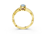Yellow gold Fancy Blue Pear  Cut Diamond Twisted Band Engagement Ring with Prong Setting_6
