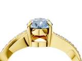 Yellow gold Fancy Blue Pear  Cut Diamond Twisted Band Engagement Ring with Prong Setting_7