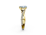 Yellow gold Fancy Blue Pear  Cut Diamond Twisted Band with Pavé Setting and Four-Prong Setting_22