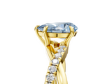 Yellow gold Fancy Blue Pear  Cut Diamond Twisted Band with Pavé Setting and Four-Prong Setting_25