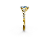 Yellow gold Fancy Blue Pear  Cut Diamond Vine Band with Four-Prong Setting_74