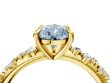 Yellow gold Fancy Blue Pear  Cut Diamond Vine Band with Four-Prong Setting_76