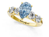 Yellow gold Fancy Blue Pear  Cut Five-Stone Prong Set Diamond Ring with Classic Band_34