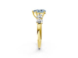 Yellow gold Fancy Blue Pear  Cut Five-Stone Prong Set Diamond Ring with Classic Band_35