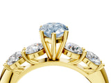 Yellow gold Fancy Blue Pear  Cut Five-Stone Prong Set Diamond Ring with Classic Band_37