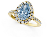 Yellow gold Fancy Blue Pear  Cut Halo Diamond Engagement Ring with Pave Band and Four-Prong Setting_22
