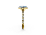 Yellow gold Fancy Blue Pear  Cut Halo Diamond Engagement Ring with Pave Band and Four-Prong Setting_23