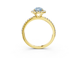 Yellow gold Fancy Blue Pear  Cut Halo Diamond Engagement Ring with Pave Band and Four-Prong Setting_24