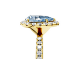 Yellow gold Fancy Blue Pear  Cut Halo Diamond Engagement Ring with Pave Band and Four-Prong Setting_26