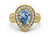 Yellow gold Fancy Blue Pear Cut Halo Diamond Engagement Ring with Pave Split Shank and Four-Prong Setting_12