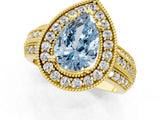 Yellow gold Fancy Blue Pear Cut Halo Diamond Engagement Ring with Pave Split Shank and Four-Prong Setting_13