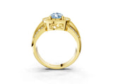 Yellow gold Fancy Blue Pear Cut Halo Diamond Engagement Ring with Pave Split Shank and Four-Prong Setting_15