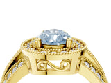 Yellow gold Fancy Blue Pear Cut Halo Diamond Engagement Ring with Pave Split Shank and Four-Prong Setting_16