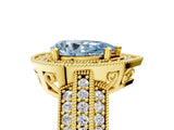 Yellow gold Fancy Blue Pear Cut Halo Diamond Engagement Ring with Pave Split Shank and Four-Prong Setting_17
