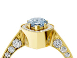 Yellow gold Fancy Blue Pear Cut Halo Diamond Engagement Ring with Split Shank Band and Four-Prong Setting_4